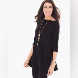 Chico’s Portrait Collar Top Black Sz 2 (12)